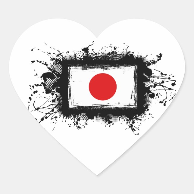 Japanische Flagge Herz-Aufkleber (Vorderseite)