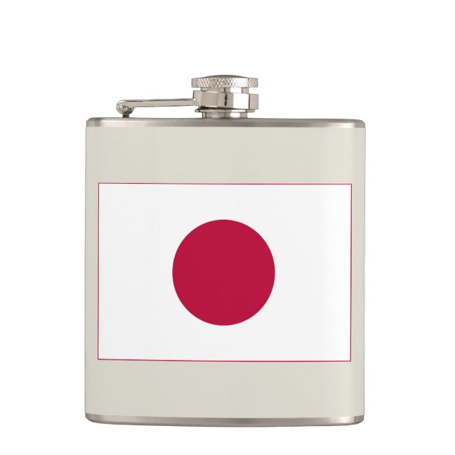 Japanische Flagge: Hinomaru, Nisshōki, rote aufste Flachmann (Vorderseite)