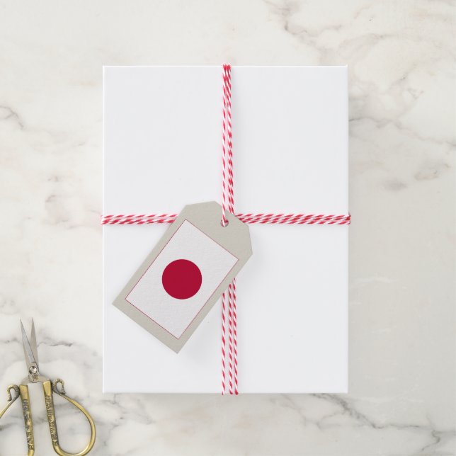 Japanische Flagge: Hinomaru, Nisshōki, rote aufste Geschenkanhänger (Mit Garn)