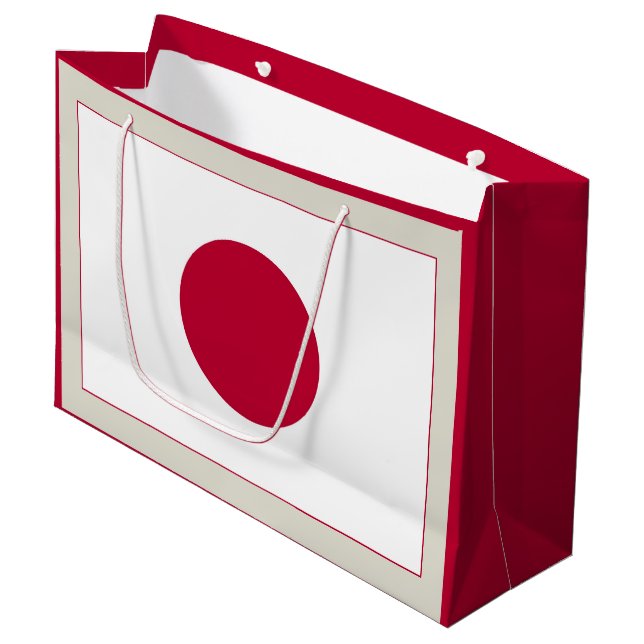 Japanische Flagge: Hinomaru, Nisshōki, rote aufste Große Geschenktüte (Vorderseite Schrägansicht)