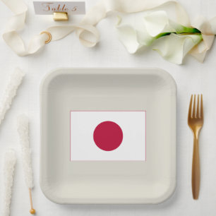Japanische Flagge: Hinomaru, Nisshōki, Roter aufge Pappteller
