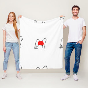 Japanische Flagge in der Silhouette von Shiba Fleecedecke