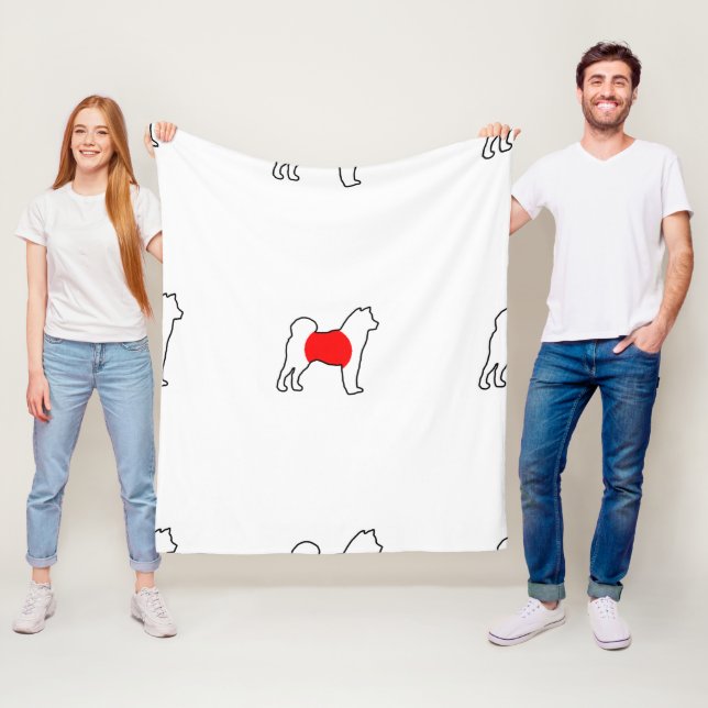 Japanische Flagge in der Silhouette von Shiba Fleecedecke (Beispiel)