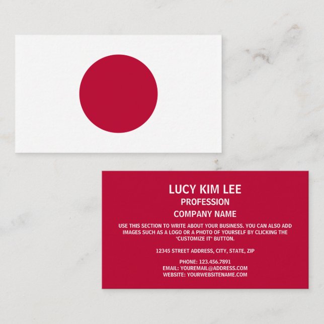 Japanische Flagge, japanische Flagge Visitenkarte (Vorne/Hinten)