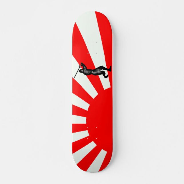 Japanische Flagge mit Ninja Skateboard (Vorne)