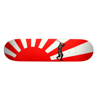 Japanische Flagge mit Ninja Skateboard