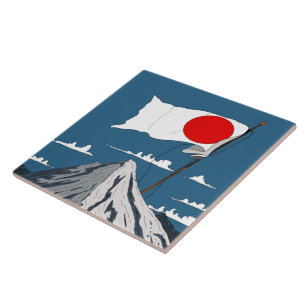 Japanische Flagge Reiseplakat Fliese