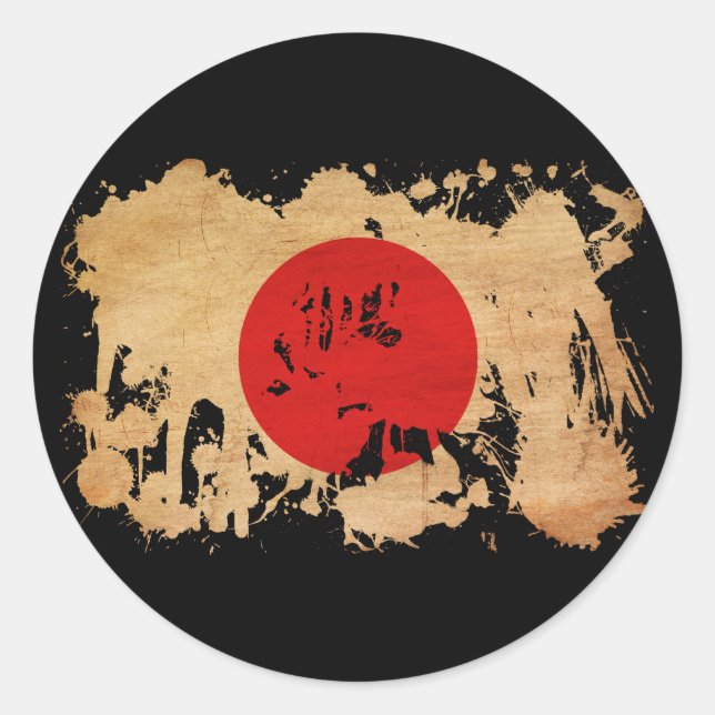 Japanische Flagge Runder Aufkleber (Vorderseite)