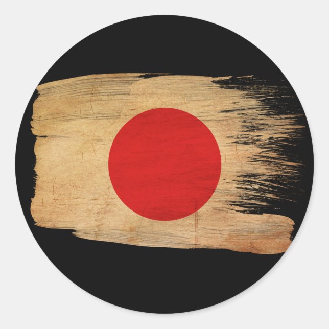 Japanische Flagge Runder Aufkleber (Vorderseite)