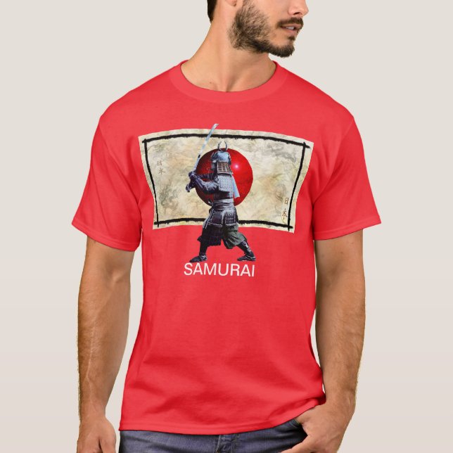 Japanische Flagge und Samurai Art Shirt (Vorderseite)