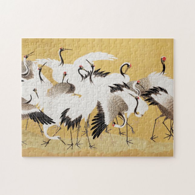 Japanische Flock Cranes Vintag Bird Rich Classic (Horizontal)
