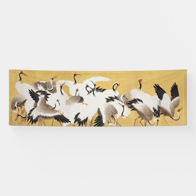 Japanische Flock Cranes Vintag Bird Rich Classic Banner (Horizontal)
