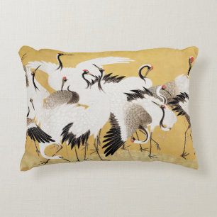 Japanische Flock Cranes Vintag Bird Rich Classic Dekokissen