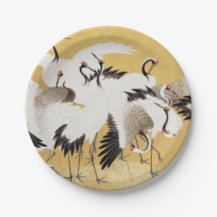 Japanische Flock Cranes Vintag Bird Rich Classic Pappteller