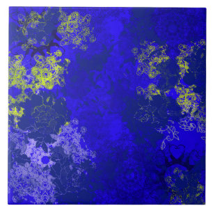 Japanische florale blaue Muster Fliese