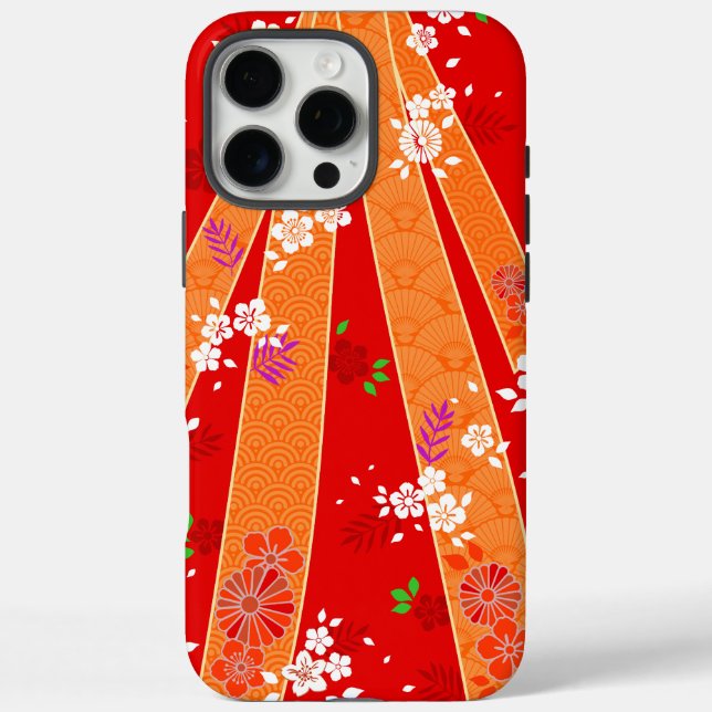 Japanische florale Kimono Muster Spring iPhone 16 Pro Max Hülle (Rückseite)