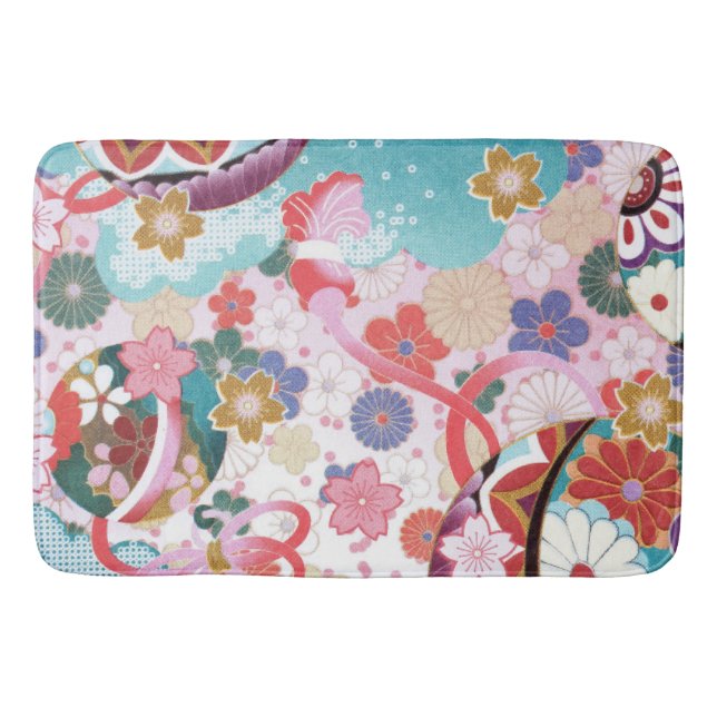 Japanische florale Large Soft Bath Mat Design Badematte (Vorderseite)