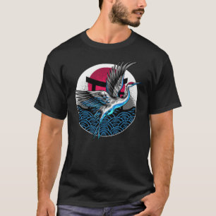 Japanische Flugkrane mit japanischem Wellendesign T-Shirt