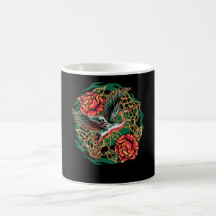 Japanische Flugkrane mit Rose Design Kaffeetasse