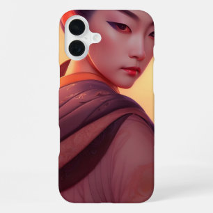 Japanische Frau bei Sonnenuntergang Fantasy AI Kun iPhone 16 Plus Hülle