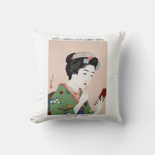 Japanische Frau, die Rouge bewirbt - Goyō Hashiguc Kissen