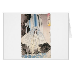 Japanische Frau im Wasserfall, alte japanische