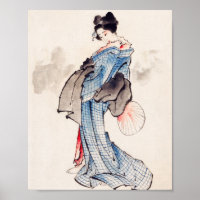 Japanische Frau in Kimono von Katsushika Hokusai