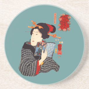 Japanische Frau lesen2 Getränkeuntersetzer