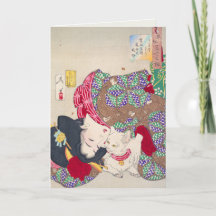 Japanische Frau und Katzenkunst - Taiso Yoshitoshi