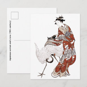 Japanische Frau und Kranich (18. Jahrhundert) Postkarte