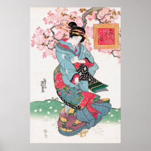 Japanische Frau von Keisai Eisen (1828) Poster