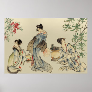 Japanische Frauen in den traditionellen Kleidern Poster