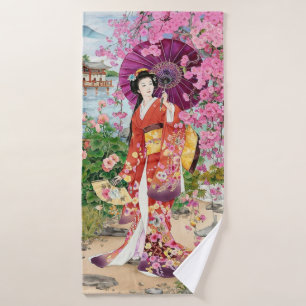 Japanische Frauen in Kimono   Badhandtuch Set