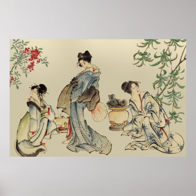 Japanische Frauen in traditionellen Kleidungsstück Poster (Vorne)
