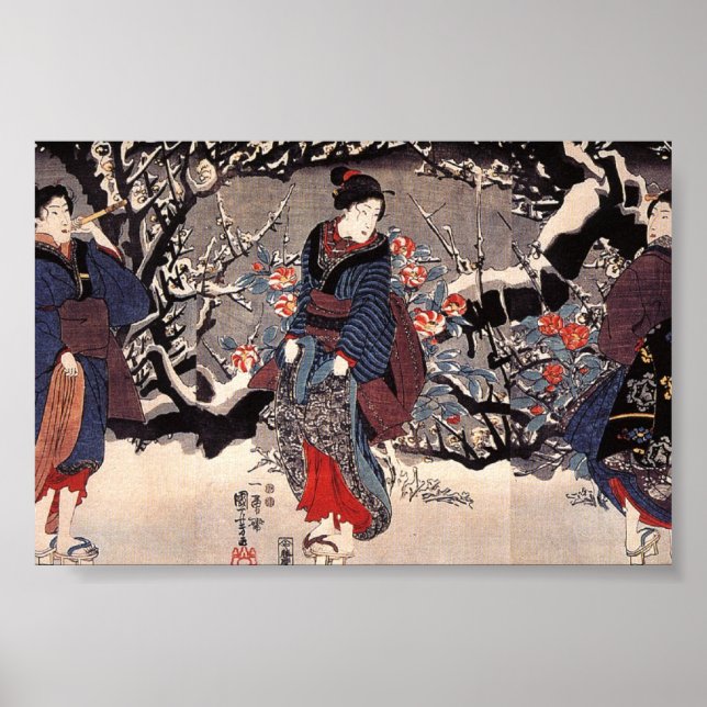 Japanische Frauen Malerei c. 1800 Poster (Vorne)