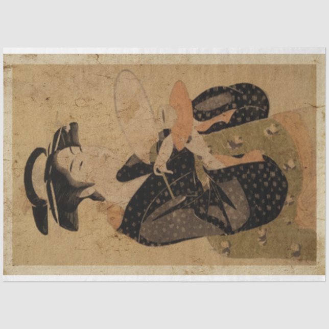 Japanische Frauen mit Tee Cup Ukiyo Art Nr. 4 Seidenpapier (Vorderseite)