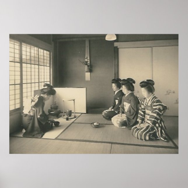 japanische Frauen sitzen auf einem Plakat auf dem  (Vorne)