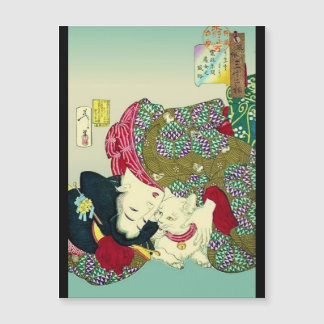 Japanische Frauen und Katze Magnetkarte
