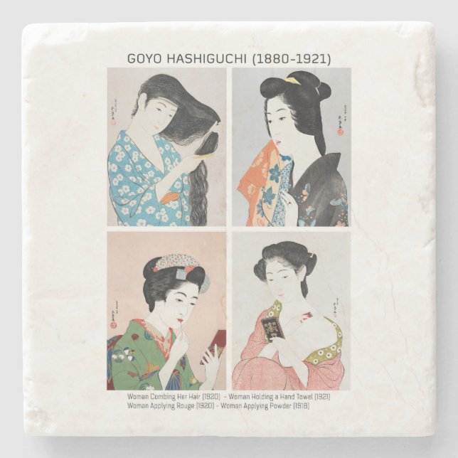 Japanische Frauenporträts - Goyō Hashiguchi Steinuntersetzer (Vorderseite)