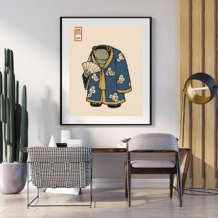 Japanische Frosch-Illustration Ukiyoe-Stilkunstw Poster