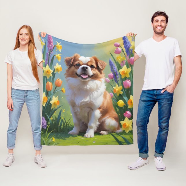 Japanische Frühlingsblumen für Hunde Fleecedecke (Beispiel)