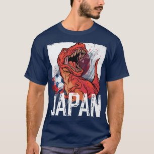 Japanische Fußball-T-Re Dinosaur-Japanische Flagge T-Shirt