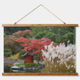 Japanische Garten Herbstlandschaft Wandteppich Mit Holzrahmen