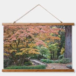 Japanische Garten Herbstleaf Farblandschaft Wandteppich Mit Holzrahmen