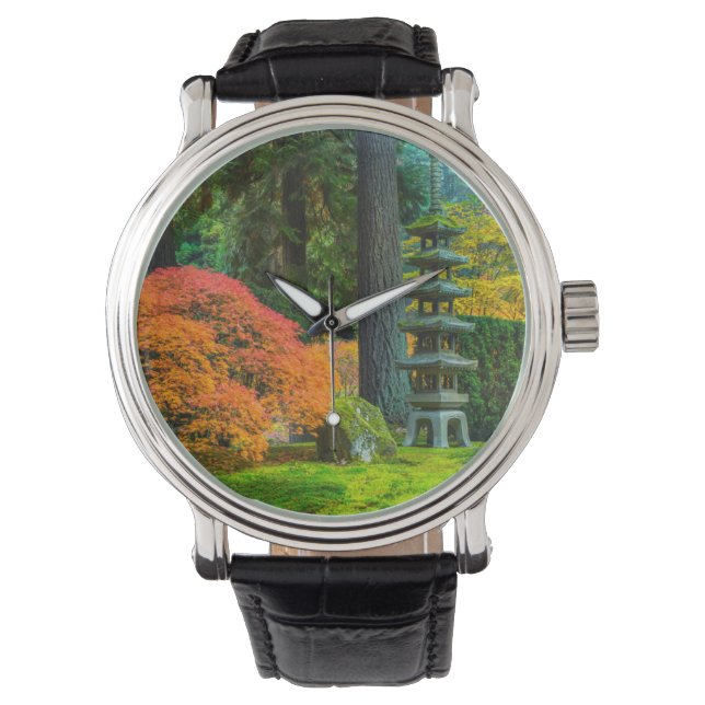 Japanische Gärten im Herbst in Portland, Oregon Armbanduhr (Vorderseite)