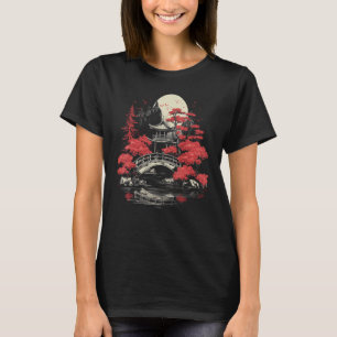 Japanische Gartenbrücke Sunset Grafische Japanisch T-Shirt