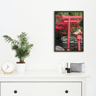Japanische Gartenstrukturen und Blätter von Rotem  Fotodruck