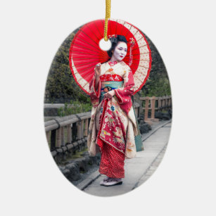 Japanische Geisha in Kyoto Keramik Ornament