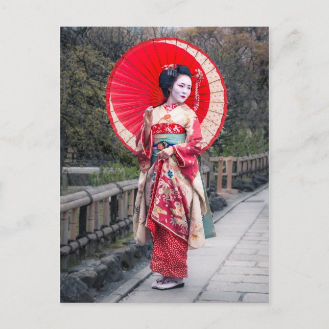 Japanische Geisha in Kyoto Postkarte (Vorderseite)