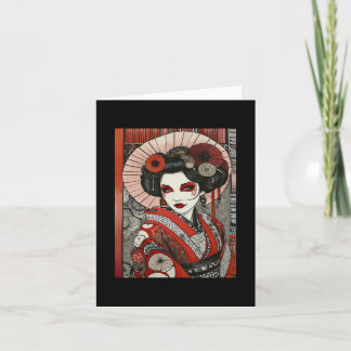 Japanische Geisha inspirierte Gothic-Kunst Rot Sch Karte